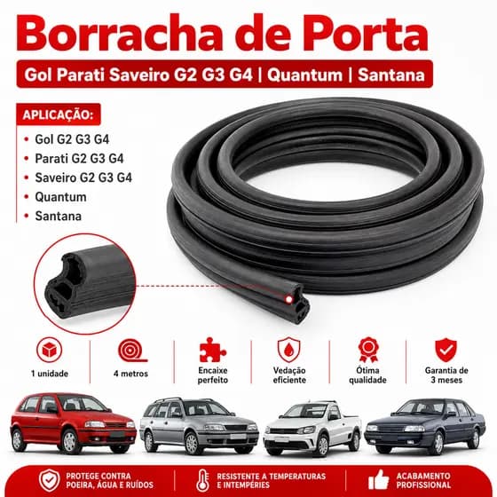 Borracha Porta Gol Parati Saveiro G2 G3 G4 Quantum Santana 4M