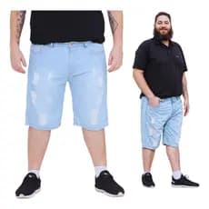 FENIXJEANS - BERMUDA JEANS PLUZ SIZE RASGADA MASCULINO - LAÇAMENTO