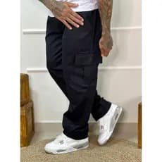 BYUSEJEANS - CALÇA CARGO MASCULINA COM ELASTICO NA CINTURA 100% ALGODÃO