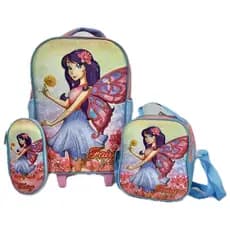 Kit Mochila Escolar Feminina Fada com Lancheira e Estojo