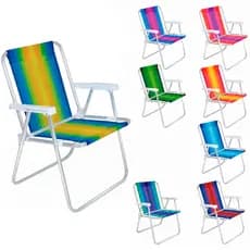 Cadeira de Praia Dobravel Alta em Alumínio Cores Variadas MOR