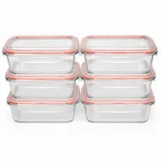 Kit 6 Pote Vidro Marmita Com Tampa Hermética 640ml Vermelho Sem Divisoria
