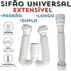 SifãoTubo Sanfonado Flexível Universal Ajustável Longo ou Duplo Pia Lavatório Tanque
