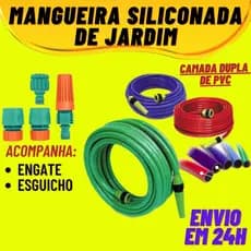 mangueira siliconada 10, 15, 20 ou 30 Metros Duo Color Lisa com engate e Esguicho
