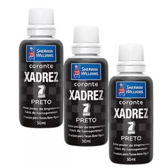 Corante Xadrez Líquido Preto Bisnaga 50ml 3 Unidades