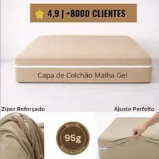 Capa de Colchão com Zíper Malha Gel 95g Resistente Solteiro Casal Queen