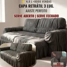 Capa Sofá Retrátil Reclinável 3 Lugares Elástico Reforçado Ajustável 1,70m a 2,30m