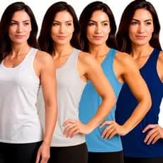 Kit 4 Blusas regatas feminina dry fit academia treino caminhada