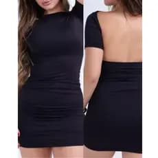 Vestido Costa Nua Tubinho Manga Curta Manguinha Blogueira Gringa Colado e Curtinho