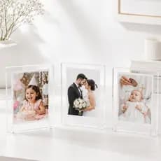 Kit 3 Porta Retrato Acrílico Transparente 8x10 Minimalista Decoração Mesa Fotos 6x9 Moderno