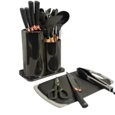 Faqueiro 19 Peças Escumadeiras De Silicone Gourmet Luxo Utensílios Cozinha Antiaderente