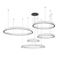 Lustre Pendente 5 Anéis Luxo Cromado Design Moderno e Sofisticado