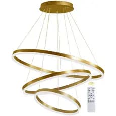 Lustre Pendente LED 3 Anéis 40+60+80cm Dourado Bivolt – Estrutura em Alumínio