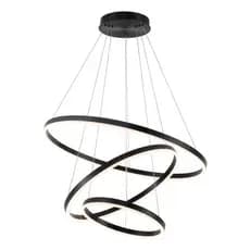 Lustre Pendente LED 3 Anéis 20/40/60cm Preto – Design Moderno e Sofisticado