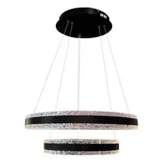 Lustre Pendente LED 2 Anéis Preto Design Moderno e Sofisticado