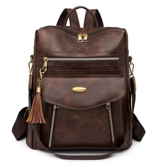 mochila feminina em couro PU alta qualidade média espaçosa com alça de ombro