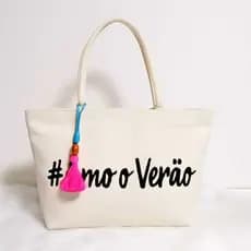 Bolsa Praia Piscina Modelo Sacola Tecido 9 Cores Feminina Amo o Verão / Summer Time