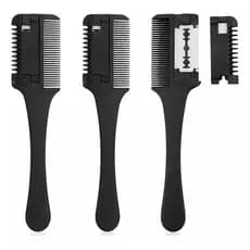 Kit Com 3 Pentes Aparador Lâmina Navalha Desfia Tira Volume
