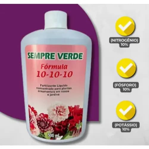 Adubo NPK 10-10-10 Fertilizante Mineral Misto Líquido 500ml Rende Muito