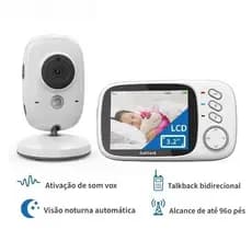 Baba Eletrônica Com Monitor Visão Noturna, Câmera c/ Audio Sensor de Temperaturaaba Eletrônica