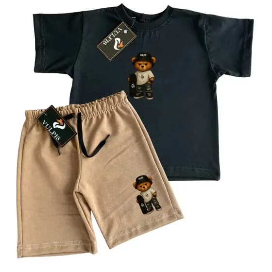 Conjunto Infantil Camiseta E Bermuda Estilosa Confortavel Moda Verão