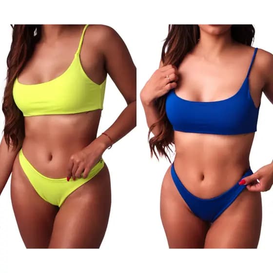 KIT 2 biquínis top faixa e asa delta moda gringa blogueira biquini forrado feminino