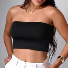 Top Faixa Tomara que Caia Cropped Forrado Blusa Suplex