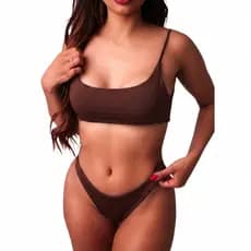 Biquíni Forrado Suplex Modelo Cropped Top Faixa E Asa Delta Moda Gringa Feminino