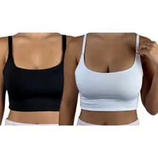 Kit 2 Top Cropped Forrado Academia Feminina Blusa Suplex Varias Cores Liso e Estampados