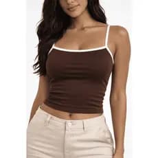 Cropped feminino forrado bicolor suplex blusa de alça