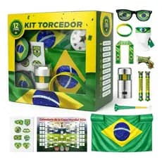 Kit Torcedor Brasil Acessorios Copa Do Mundo 12 Itens