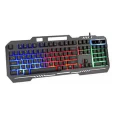 Teclado Gamer Semimecânico Rgb Led Retroiluminado Computador Cor de teclado Preto Idioma Português Brasil