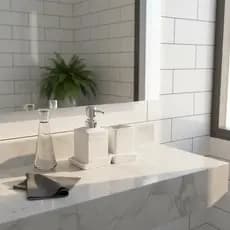 Conjunto Ki Banheiro Lavabo Em Porcelana 3 Peças Luxo Branco
