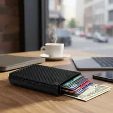 Carteira Futuro Antifurt Rfid Slim Porta Cartões  Cor Preto Preto