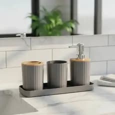 Kit Banheiro Lavabo Organizador Porta Escova Sabonete