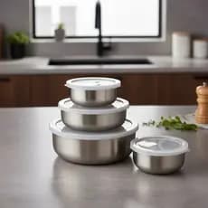 Conjunto Tigelas Inox 4 Peças Com Tampa Cozinha Funcional Inox