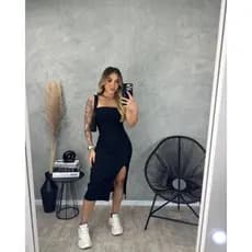 vestido fenda ribana