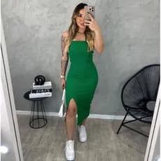 Vestido fenda feminina
