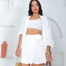 “Conjunto Kimono Feminino Duna Tamanhos (M G GG”) Short saia +kimono feminino