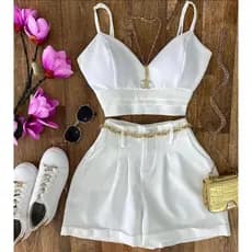 Conjunto Feminino Alfaiataria (SHORT+CROPEED)