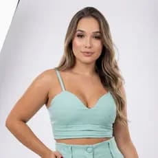 Cropped Alça Fina C/Bojo Moda Feminina Alfaiataria