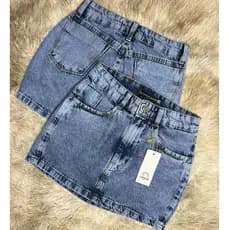 Saia Feminina Cintura Alta JEANS Marmorizada Clara