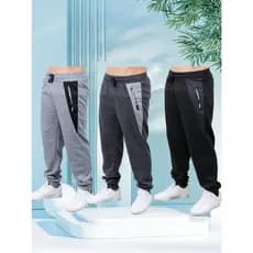 Kit  2 peça Calça moletom masculina /Bolsos com ziper /Cintura elástica entre  3cores aleatório 2 peça