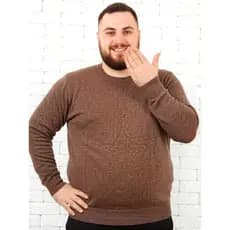 Suéter Blusa  PLUS SiZE Frio  masculino de gola redonda de cor sólida