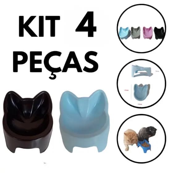 Comedouros e Bebedouro Elevados Alto Para Gatos Cores Diversas