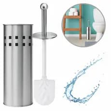 Escova Sanitária Vaso Limpeza Higienização Em Aço Inox Com Suporte