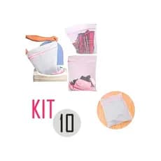 Kit 10 Sacos Para Lavar Roupas Delicadas Com Zíper Lavanderia Protetor De Roupas 40x30