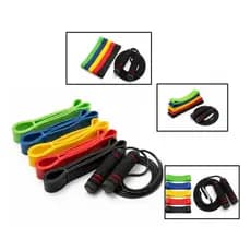 Kit Exercícios Completo Corda De Pular + 5 Faixa Treino Fit Preto