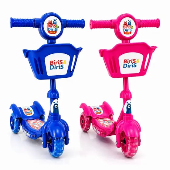 Patinete Infantil Luzes Sons 3 Rodas Até 60kg Cesta Criança