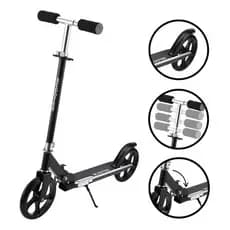Patinete Scooter Dobrável Ajustável Criança Adulto Até 100kg Preto Scooter